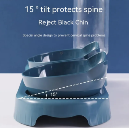 3-in-1 Cat Feeding Station — Anti-Spill Bowl Set with Water Dispenser